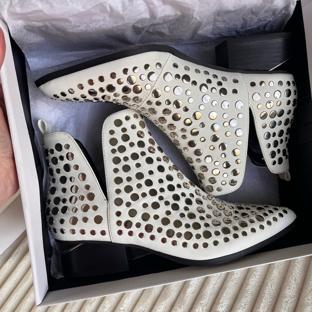 Steven NY White Studded Boots